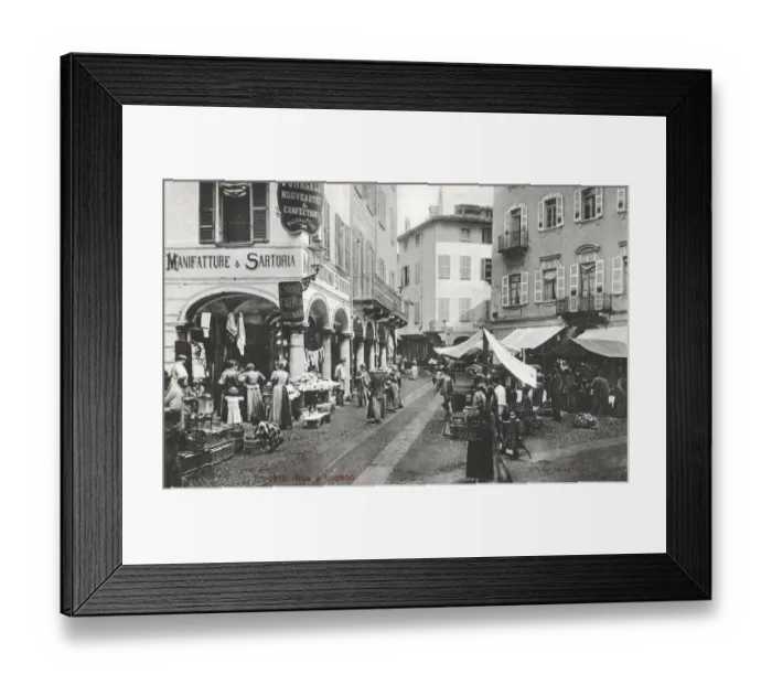 Framed Print : Street scene and street markets - Lugano, Switzerland Framed Print : Street scene and street markets - Lugano, Switzerland