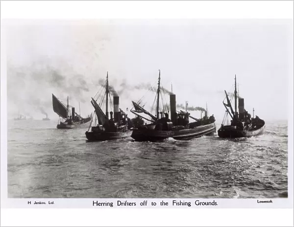 Lowestoft, Suffolk, Herring Drifters off the Fishing Grounds