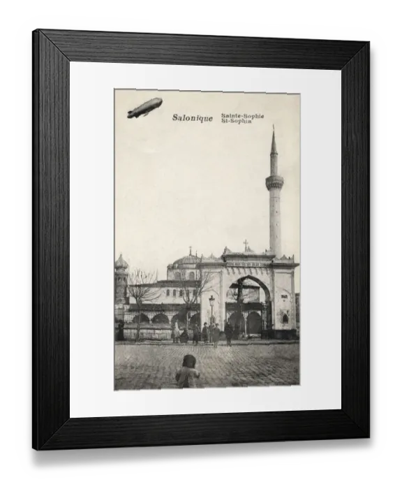 Framed Print : Hagia Sophia - Thessaloniki, Greece with Airship Framed Print : Hagia Sophia - Thessaloniki, Greece with Airship
