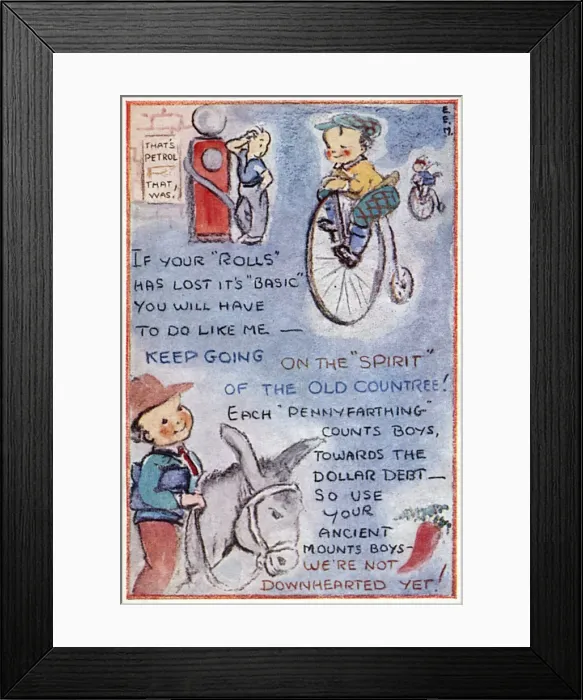 Framed Print : WW2 - Austerity - Getting by with alternative transport Framed Print : WW2 - Austerity - Getting by with alternative transport