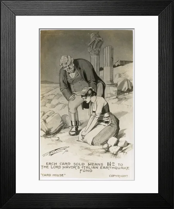 Framed Print : John Bull coming to the aid of Victims of Messina Earthquake Framed Print : John Bull coming to the aid of Victims of Messina Earthquake
