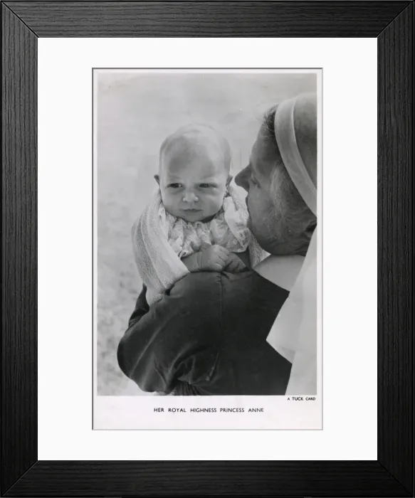 Framed Print : HRH Princess Anne (as a baby) with a nursemaid Framed Print : HRH Princess Anne (as a baby) with a nursemaid