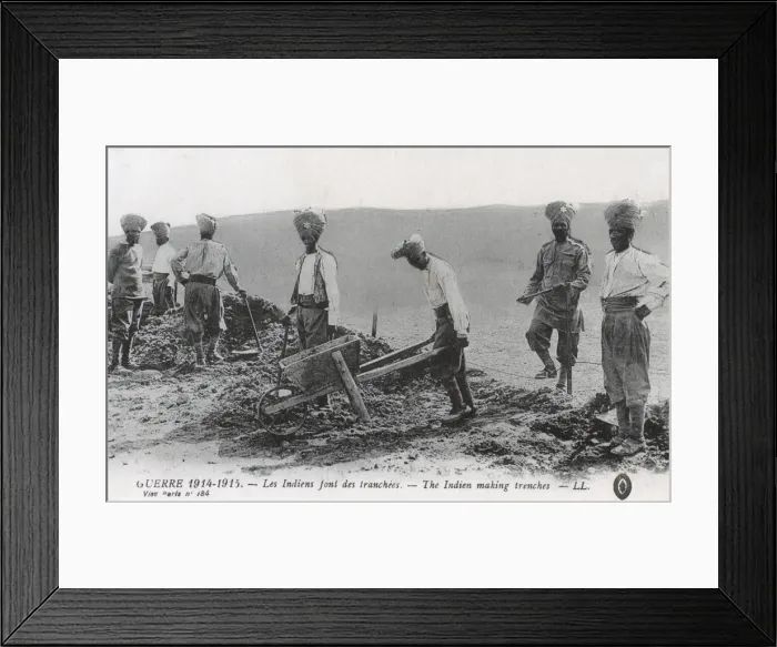 Framed Print : Colonial Indian Troops digging trenches on the Western Front Framed Print : Colonial Indian Troops digging trenches on the Western Front