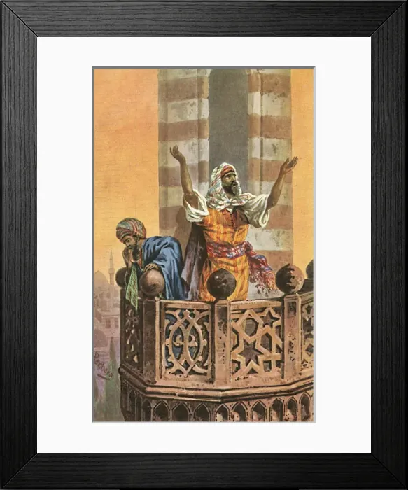 Framed Print : Imam upon the minaret calling believers to prayer - Syria Framed Print : Imam upon the minaret calling believers to prayer - Syria