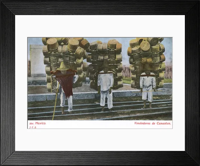 Framed Print : Mexico - Street Basket and basket vendors Framed Print : Mexico - Street Basket and basket vendors