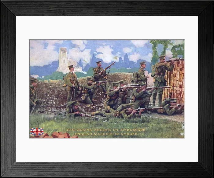 Framed Print : WW1 - British Sharpshooters set an ambush Framed Print : WW1 - British Sharpshooters set an ambush