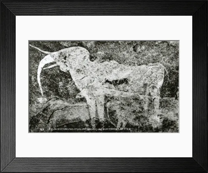 Framed Print : Namibia - Rock Painting by San Bushmen of an Elephant Framed Print : Namibia - Rock Painting by San Bushmen of an Elephant