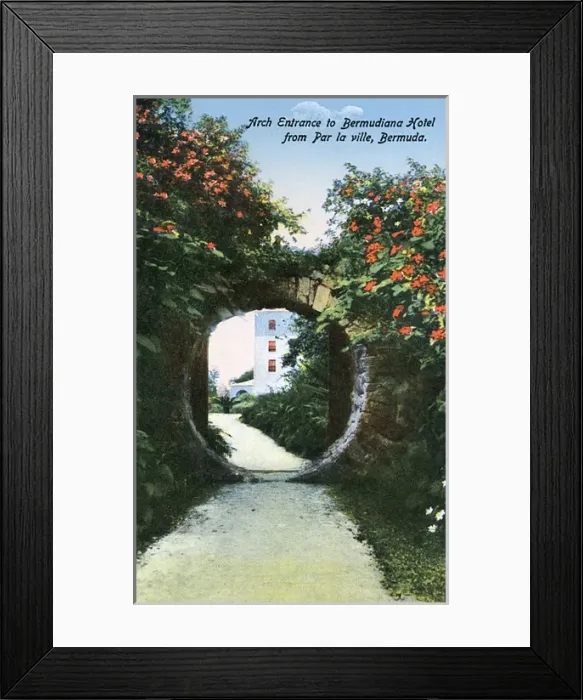 Framed Print : Bermuda, Arch Entrance to Bermudiana Hotel from Par la Ville Framed Print : Bermuda, Arch Entrance to Bermudiana Hotel from Par la Ville