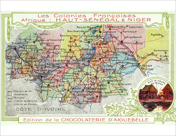 Senegal and Niger, French Colonies in Africa - Map