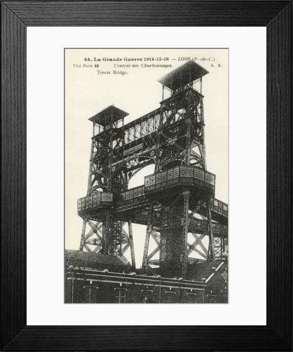 Framed Print : WW1 - Loos - Tower Bridge - pithead gear towers Framed Print : WW1 - Loos - Tower Bridge - pithead gear towers