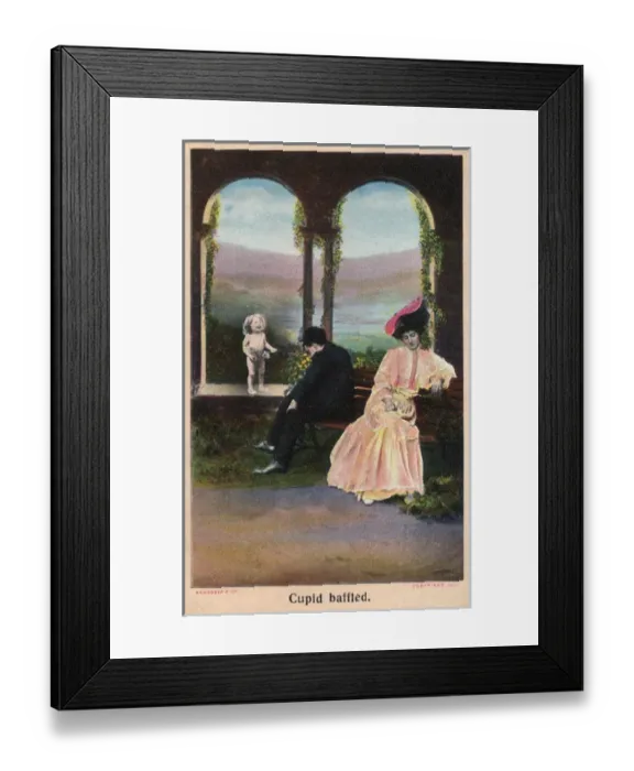 Framed Print : Cupid Baffled - cannot believe love is not blossoming here