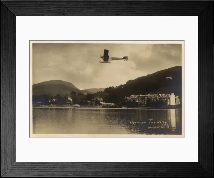 Framed Print : Early Hydroplane over Waterhead, Ambleside, Cumbria Framed Print : Early Hydroplane over Waterhead, Ambleside, Cumbria