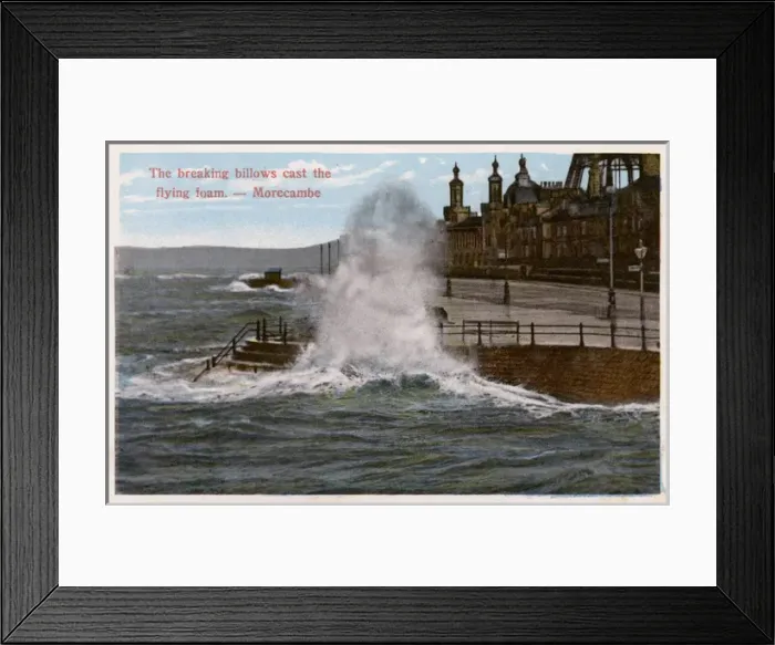 Framed Print : Waves crashing on the front at Morecambe, Lancashire Framed Print : Waves crashing on the front at Morecambe, Lancashire