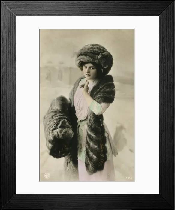 Framed Print : Edwardian Lady wearing furs Framed Print : Edwardian Lady wearing furs