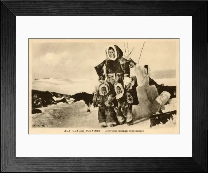 Framed Print : Inuit - Mother and Children on the Polar Ice by their tent Framed Print : Inuit - Mother and Children on the Polar Ice by their tent