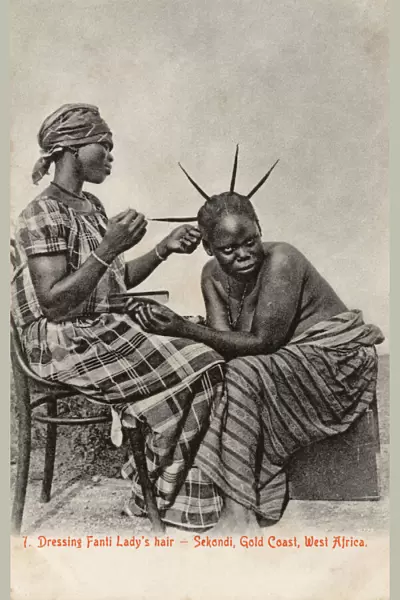 Dressing Fante Ladys hair - Sekondi, Gold Coast, Africa