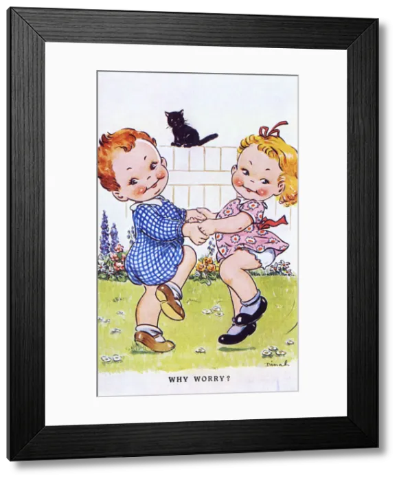 Framed Print : WW2 - Comic Postcard - Why Worry Framed Print : WW2 - Comic Postcard - Why Worry