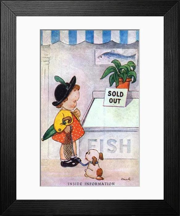Framed Print : WW2 era - Comic Postcard - Inside Information Framed Print : WW2 era - Comic Postcard - Inside Information
