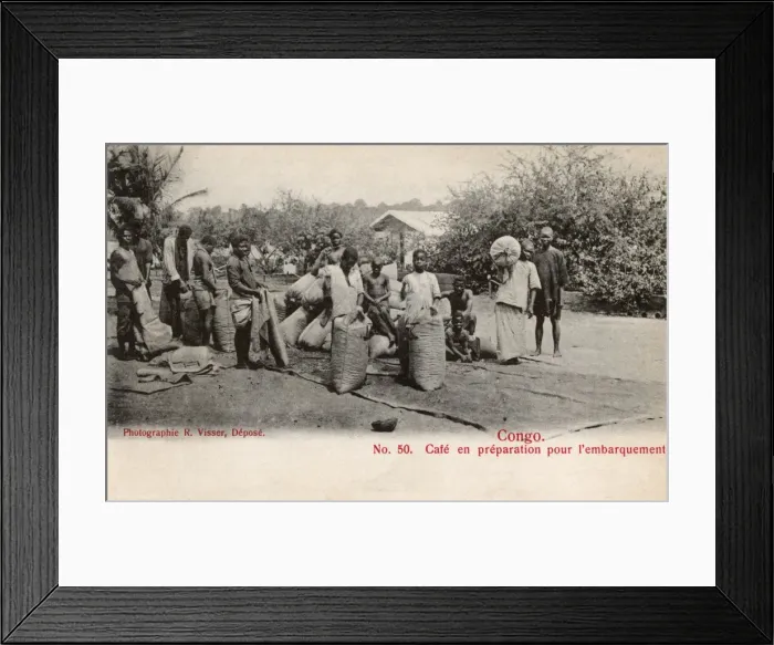 Framed Print : Congo, Africa - Sacks of Coffee prepared for export Framed Print : Congo, Africa - Sacks of Coffee prepared for export