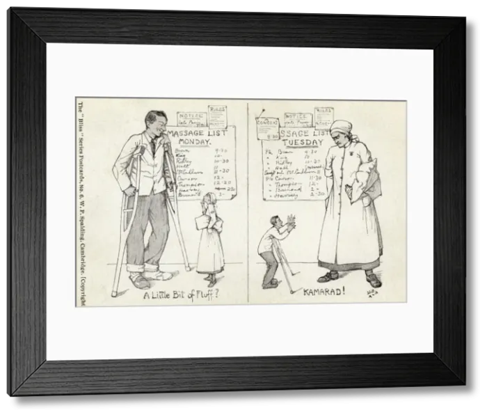 Framed Print : A recuperating wounded WW1 soldier gets his comeuppance Framed Print : A recuperating wounded WW1 soldier gets his comeuppance