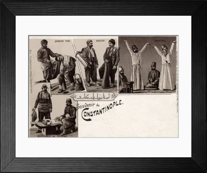 Framed Print : Dervishes, Barber, Water Carriers, Fishmonger, Istanbul