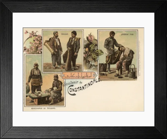 Framed Print : Barber, Water Carriers, Fishmonger, Istanbul, Turkey Framed Print : Barber, Water Carriers, Fishmonger, Istanbul, Turkey