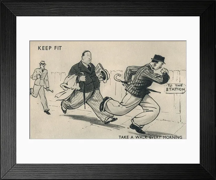Framed Print : Keep Fit - Running for the Train Framed Print : Keep Fit - Running for the Train