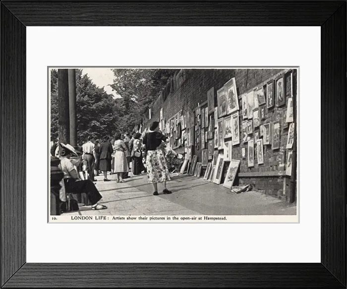 Framed Print : London Life - Artists display their work for sale, Hampstead