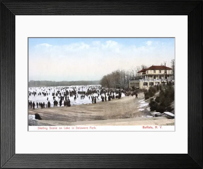 Framed Print : Skating Scene on Lake in Delaware Park - Buffalo, NY Framed Print : Skating Scene on Lake in Delaware Park - Buffalo, NY