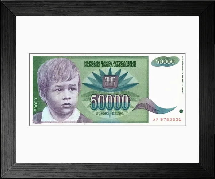 Framed Print : Federal Republic of Yugoslavia - Banknote - 50000 Dinar Framed Print : Federal Republic of Yugoslavia - Banknote - 50000 Dinar