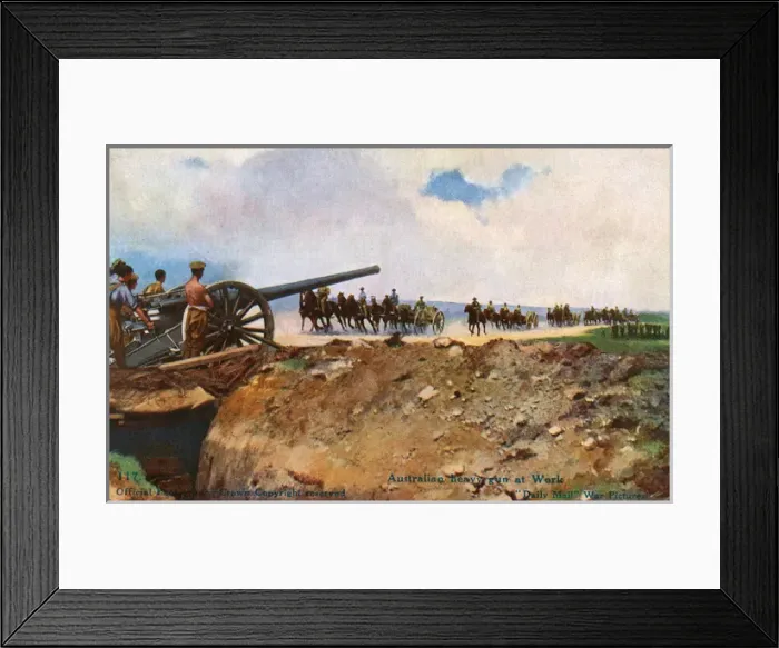 Framed Print : WW1 - Australian Heavy gun at work Framed Print : WW1 - Australian Heavy gun at work