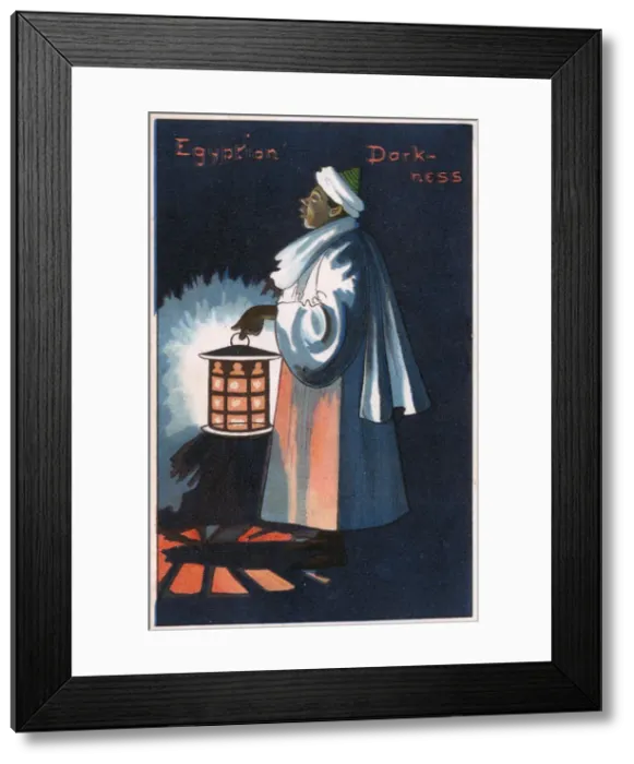 Framed Print : Man carries a lamp on an Egyptian street - Egyptian Darkness Framed Print : Man carries a lamp on an Egyptian street - Egyptian Darkness