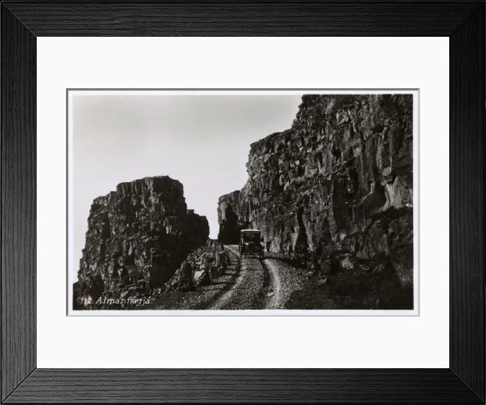 Framed Print : Iceland - Car on road within Almannagja Canyon, Thingvellir Framed Print : Iceland - Car on road within Almannagja Canyon, Thingvellir
