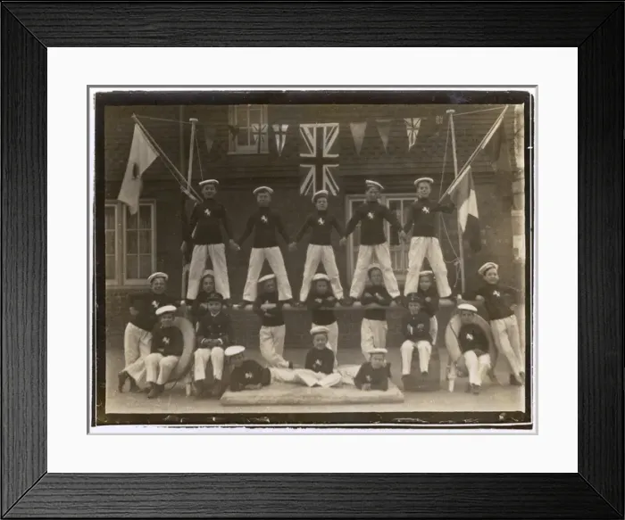 Framed Print : WW1 - Group of British Sea Scouts - with flags of the Allies Framed Print : WW1 - Group of British Sea Scouts - with flags of the Allies
