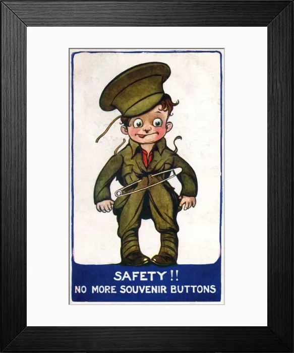 Framed Print : WW1 - Soldier gives away all souvenir buttons from uniform Framed Print : WW1 - Soldier gives away all souvenir buttons from uniform