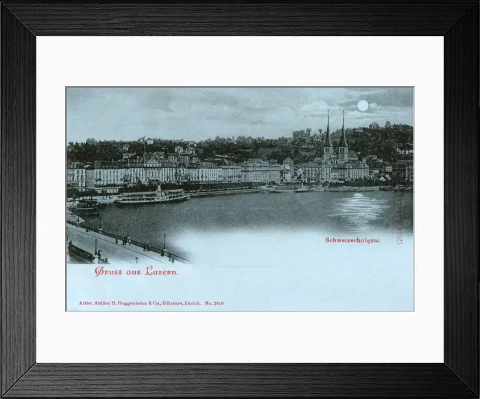 Framed Print : Luzern, Switzerland - the Schweizerhofquai - Moonlit scene Framed Print : Luzern, Switzerland - the Schweizerhofquai - Moonlit scene