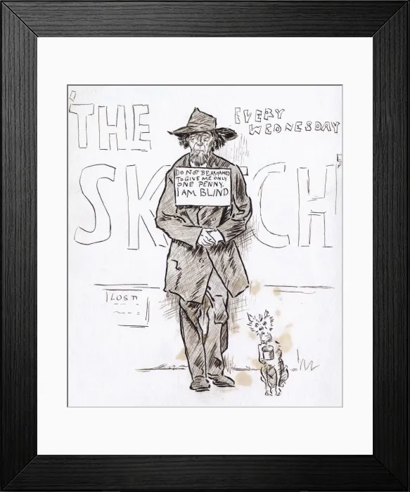 Framed Print : Blind Beggar on a London Street Framed Print : Blind Beggar on a London Street