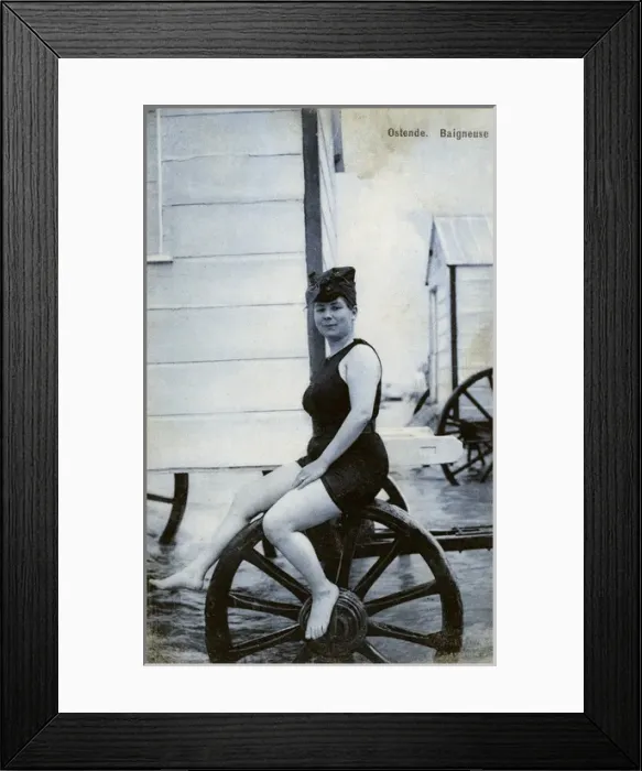 Framed Print : Lady Bather at Ostende, Belgium Framed Print : Lady Bather at Ostende, Belgium