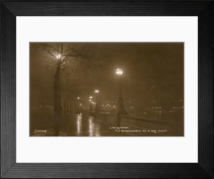 Framed Print : The Embankment on a wet night, London Framed Print : The Embankment on a wet night, London