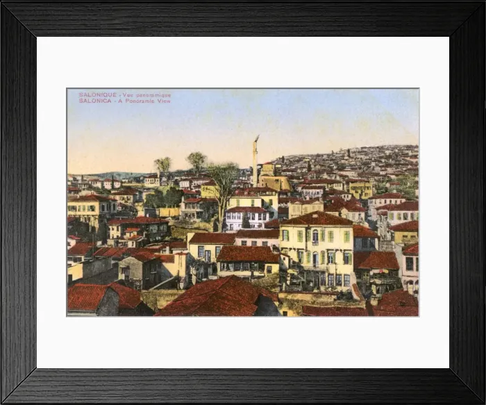 Framed Print : Panorama of Thessaloniki - minaret damaged by shell Framed Print : Panorama of Thessaloniki - minaret damaged by shell
