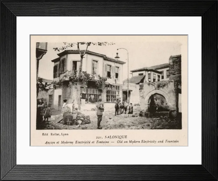 Framed Print : Salonica - Fountain & Electric Street Light - Old and Modern Framed Print : Salonica - Fountain & Electric Street Light - Old and Modern