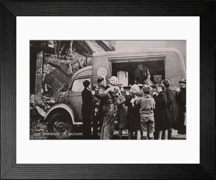 Framed Print : USA Tea Car providing refreshment for bombed-out famillies Framed Print : USA Tea Car providing refreshment for bombed-out famillies