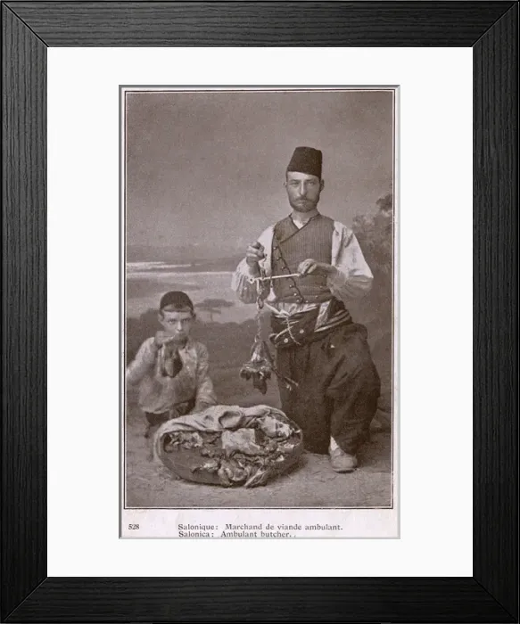 Framed Print : Thessaloniki, Greece - Itinerant Meat Seller / Butcher Framed Print : Thessaloniki, Greece - Itinerant Meat Seller / Butcher