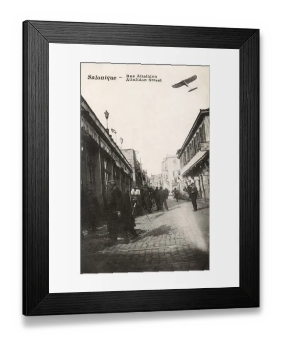 Framed Print : WW1 - Thessaloniki, Greece - Attalidon Street with aircraft Framed Print : WW1 - Thessaloniki, Greece - Attalidon Street with aircraft