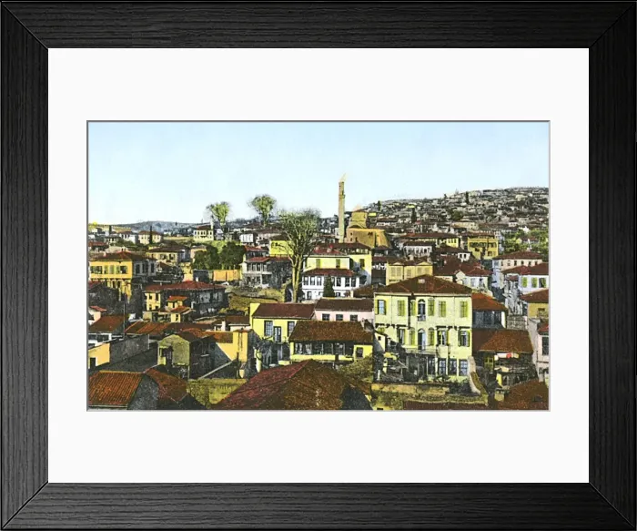 Framed Print : WW1 era - Panorama of Thessaloniki - showing bent minaret Framed Print : WW1 era - Panorama of Thessaloniki - showing bent minaret