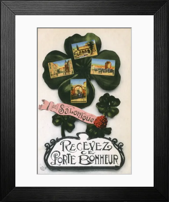 Framed Print : Thessaloniki, Greece - Various sights - Good Luck postcard Framed Print : Thessaloniki, Greece - Various sights - Good Luck postcard
