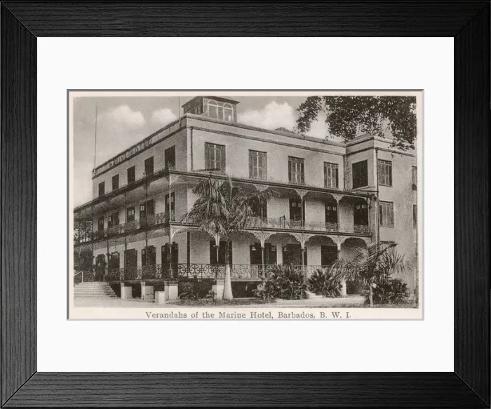 Framed Print : Verandah of the Marine Hotel, Barbados, British West Indies Framed Print : Verandah of the Marine Hotel, Barbados, British West Indies