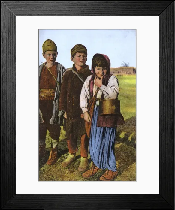 Framed Print : Thessaloniki, Greece - Three Young children Framed Print : Thessaloniki, Greece - Three Young children