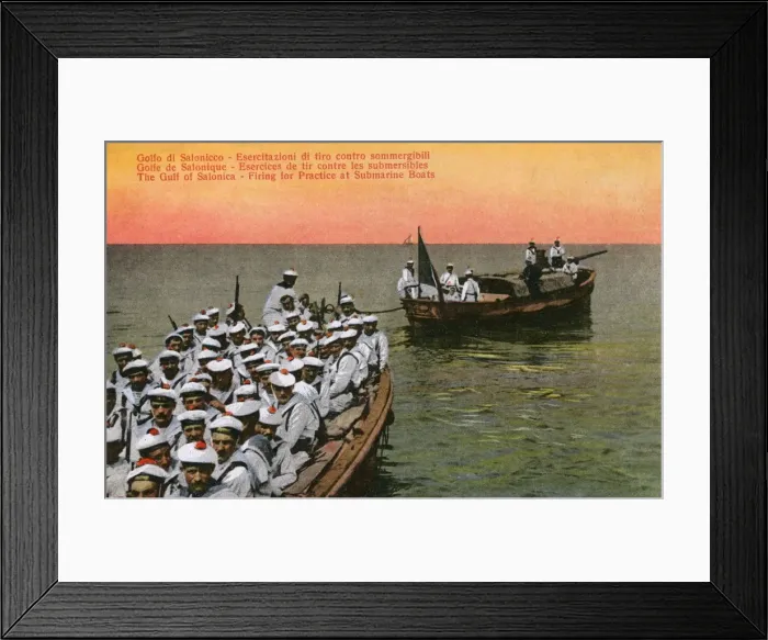 Framed Print : WW1 - Thessaloniki, Greece - Practising firing at submarines Framed Print : WW1 - Thessaloniki, Greece - Practising firing at submarines