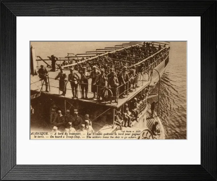 Framed Print : WW1 - Thessaloniki, Greece - Soldiers of a Troop Ship Framed Print : WW1 - Thessaloniki, Greece - Soldiers of a Troop Ship